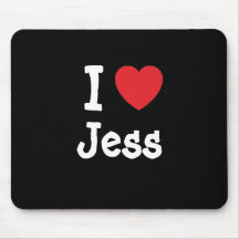 I love Jess heart custom personalised Mousemats