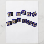 I love Joseph toy blocks in blue Full Color Flyer