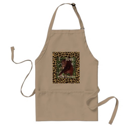 I Love Jungle Wildlife  leopard print design Apron