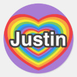 I love Justin. I love you Justin. Heart Round Sticker