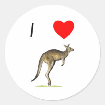 I Love Kangaroos (2) Round Stickers