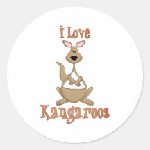 I Love Kangaroos Round Stickers