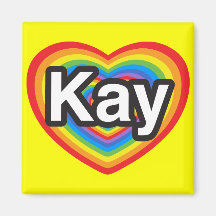 I love Kay. I love you Kay. Heart Refrigerator Magnets