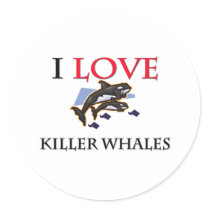 I Love Killer Whales Round Stickers