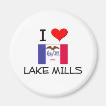 I Love LAKE MILLS Iowa Refrigerator Magnet