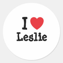 I love Leslie heart T-Shirt Round Sticker