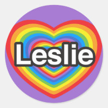 I love Leslie. I love you Leslie. Heart Stickers