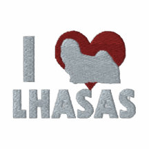 I Love Lhasas Embroidered Zip Hoodie