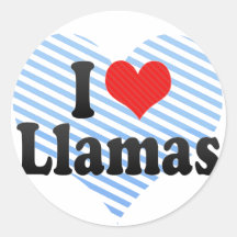 I Love Llamas Round Stickers