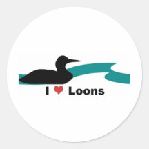 I Love Loons Round Sticker