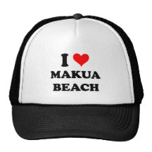 I Love Makua Beach Hawaii Mesh Hat