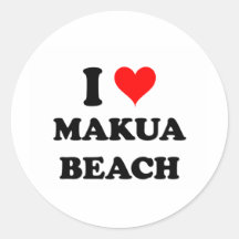 I Love Makua Beach Hawaii Round Stickers