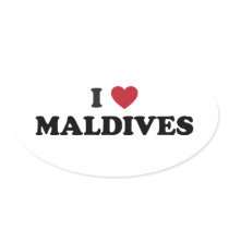I Love Maldives Oval Sticker