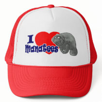 I Love Manatees Ball Cap Trucker Hats