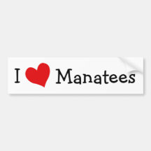 I Love Manatees Bumper Sticker