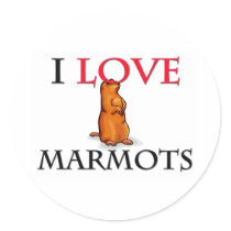 I Love Marmots Round Sticker