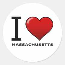 I LOVE MASSACHUSETTS STICKERS
