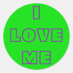 I LOVE ME ROUND STICKER