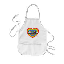 I love Melanie. I love you Melanie. Heart Apron