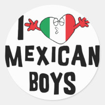 I Love Mexican Boys Stickers