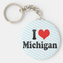 I Love  Michigan Keychains
