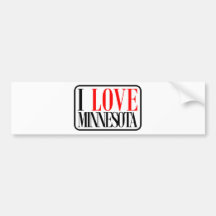 I Love Minnesota Design Bumper Sticker