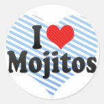 I Love Mojitos Round Stickers