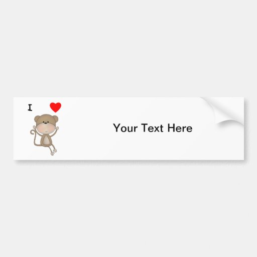 I Love Monkeys Bumper Sticker