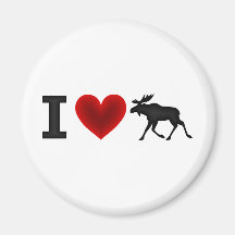 I Love Moose Refrigerator Magnet