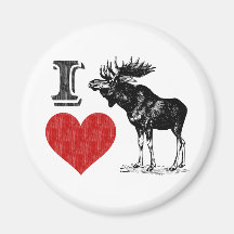 I Love Moose Refrigerator Magnet