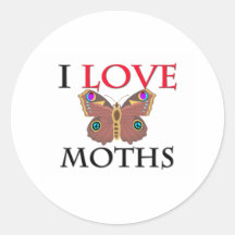 I Love Moths Stickers