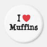 I love Muffins heart T-Shirt Magnets