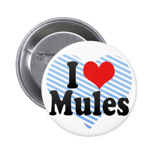 I Love Mules Pinback Buttons