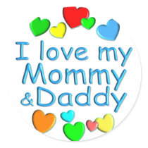 I Love Mummy & Daddy Round Stickers