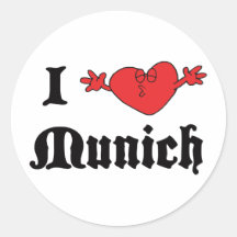 I Love Munich Round Stickers