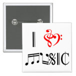 I Love Music Buttons
