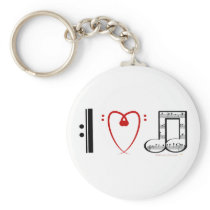 I Love Music (I heart notes) Key Chains