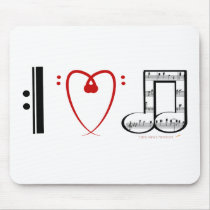 I Love Music (I heart notes) Mousepad