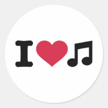 I love music note round stickers