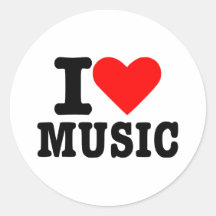 I love music round stickers
