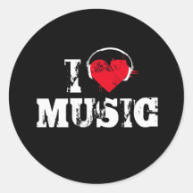 I love music round stickers