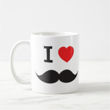 I Love Mustache Coffee Mugs