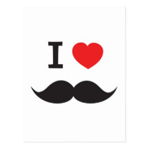 I Love Mustache Post Cards