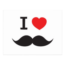 I Love Mustache Post Cards