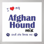 I Love My Afghan Hound Mix (Female Dog) Poster posters