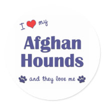 I Love My Afghan Hounds (Multiple Dogs) Round Sticker