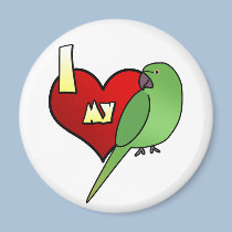I Love my African Ringneck Parakeet magnets
