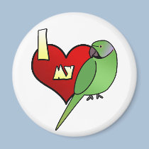 I Love my African Ringneck Parakeet magnets