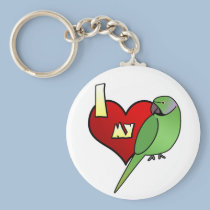 I Love my African Ringneck Parakeet keychains