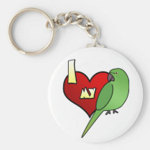 I Love my African Ringneck Parakeet Keychains